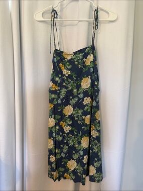 Old Navy Navy Floral Mini Dress with Yellow & Green Print